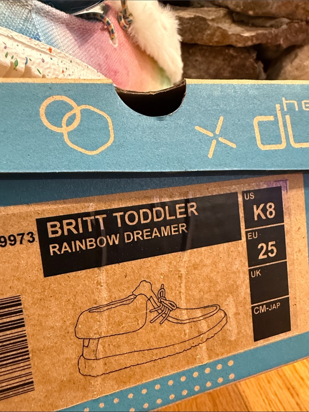 New Hey Dude Toddler Rainbow Dreamer Blue Faux Fur Cuff Shoe Size K8 - Picture 4 of 7